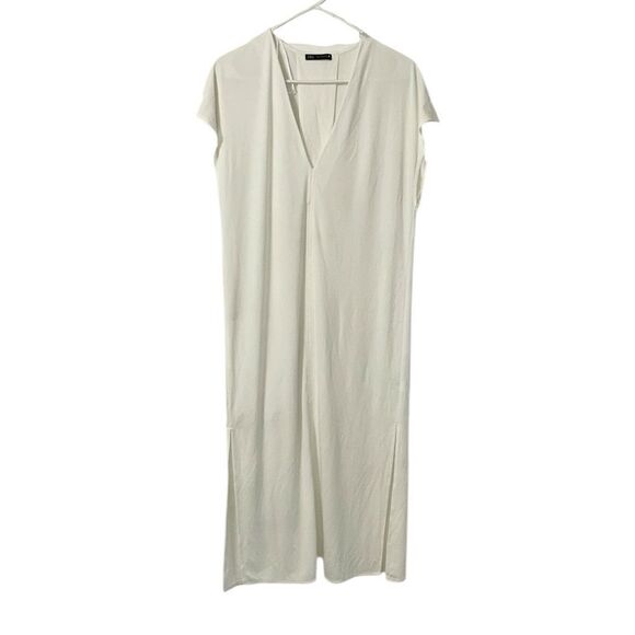 Zara Midi Off White Stretchy Dress(Size Medium) - Picture 3 of 8